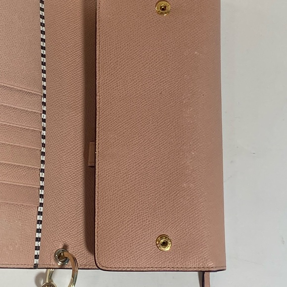 Henri Bendel Wristlet Organizer Saffiano Leather Warm Tan/Blush Pink Vintage